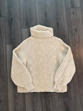 a new day Cream Cable Turtleneck Sweater